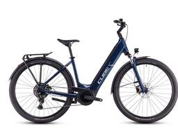 Bicicleta eléctrica híbrida Cube Touring Hybrid ONE 500 de fácil acceso Deepsea'n'Chrome