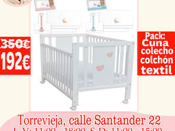 Pack completo: Cuna colecho convertible Amor Colchón Juego de cama 3 piezas